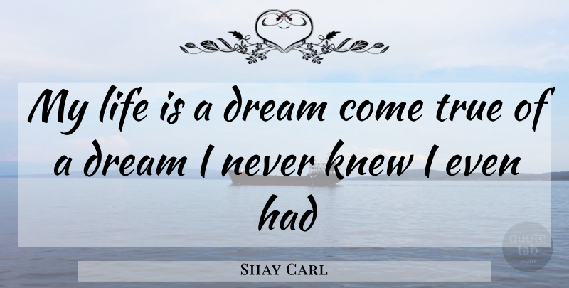 Shay Carl Quote About Dream, Life Is, Dreams Come True: My Life Is A Dream...