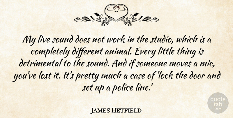 James Hetfield Quote About Case, Lost, Moves, Police, Sound: My Live Sound Does Not...