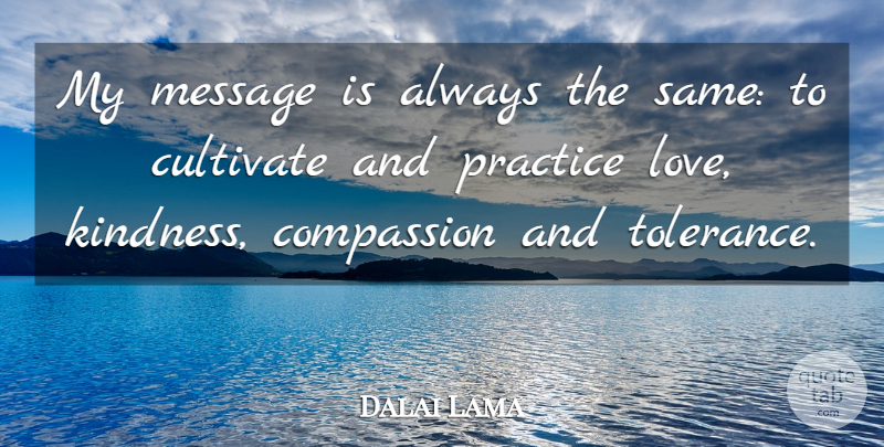 Dalai Lama Quote About Kindness, Compassion, Practice: My Message Is Always The...