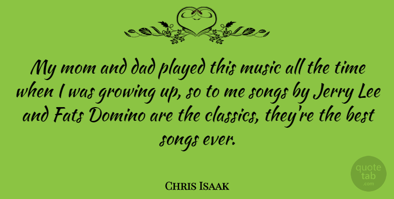 Chris Isaak Quote About Mom, Song, Growing Up: My Mom And Dad Played...