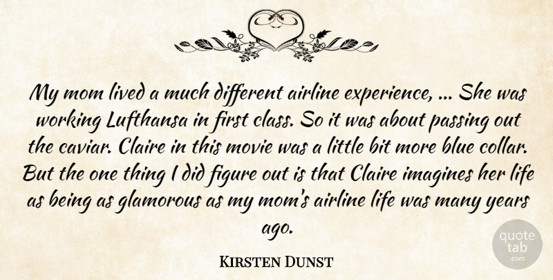 Kirsten Dunst Quote About Airline, Bit, Blue, Class, Figure: My Mom Lived A Much...