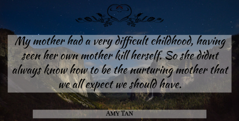 Amy Tan Quote About Mother, Should Have, Childhood: My Mother Had A Very...