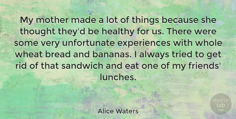 Alice Waters Quote About Bread, Rid, Sandwich, Tried, Wheat: My Mother Made A Lot...