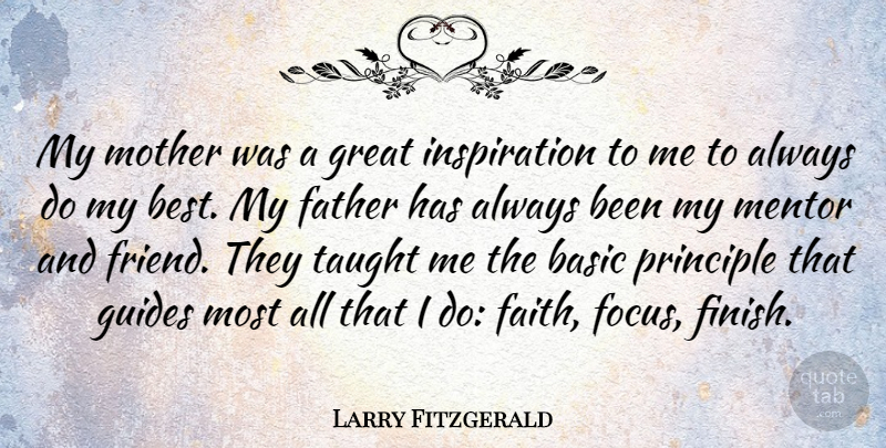 Larry Fitzgerald Quote About Basic, Best, Faith, Father, Great: My Mother Was A Great...