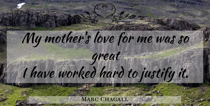 Marc Chagall Quote About Mother, Justify, Hard: My Mothers Love For Me...