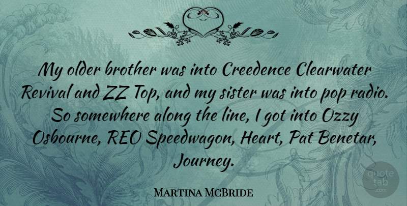 Martina McBride Quote About Along, Brother, Older, Ozzy, Pat: My Older Brother Was Into...