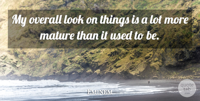 Eminem Quote About Looks, Mature, Used: My Overall Look On Things...