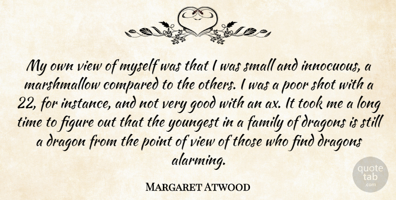 Margaret Atwood Quote About Dragons, Views, Long: My Own View Of Myself...