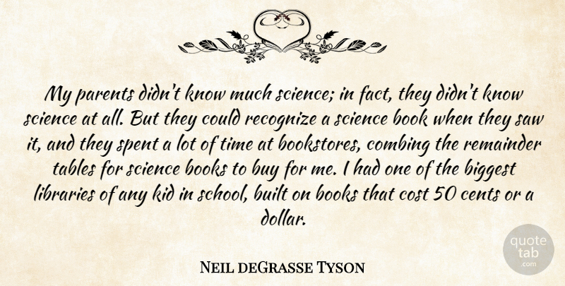 Neil deGrasse Tyson Quote About Biggest, Book, Books, Built, Buy: My Parents Didnt Know Much...