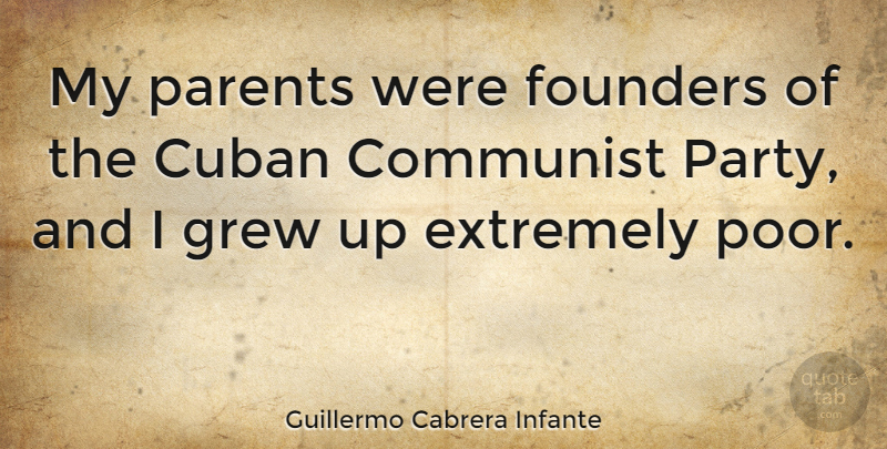 Guillermo Cabrera Infante Quote About Party, Parent, Literature: My Parents Were Founders Of...