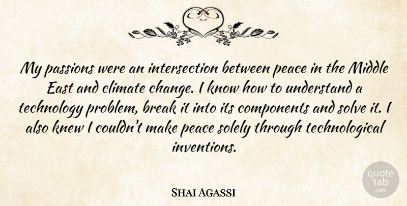 Shai Agassi Quote About Break, Change, Climate, Components, East: My Passions Were An Intersection...