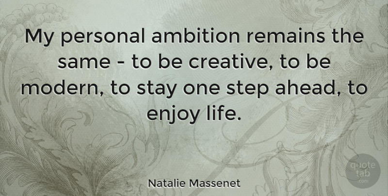 Natalie Massenet Quote About Ambition, Creative, Enjoy Life: My Personal Ambition Remains The...
