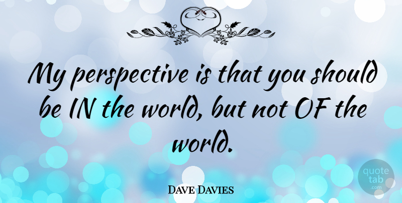 Dave Davies Quote About Perspective, World, Should: My Perspective Is That You...