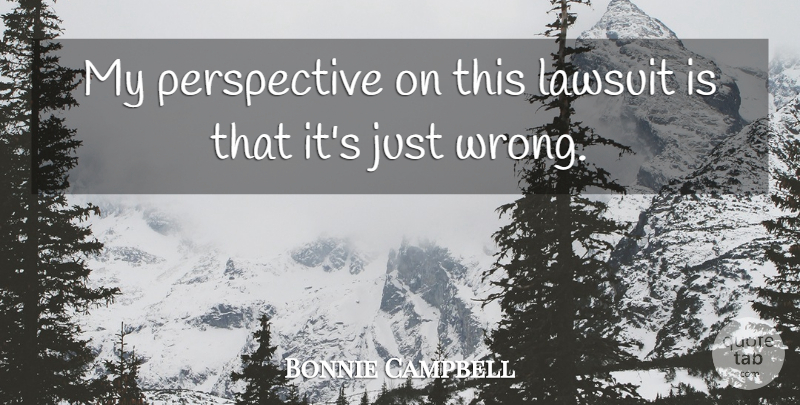 Bonnie Campbell Quote About Lawsuit, Perspective: My Perspective On This Lawsuit...