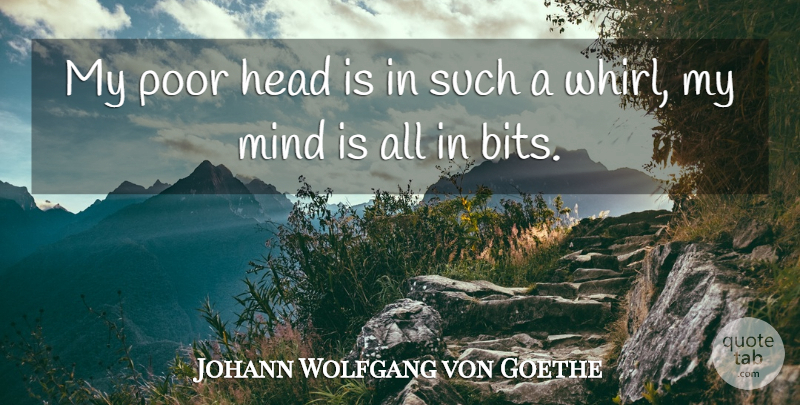 Johann Wolfgang von Goethe Quote About Mind, Poor, Bits: My Poor Head Is In...