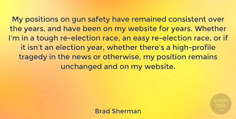 Brad Sherman Quote About Consistent, Easy, News, Positions, Remained: My Positions On Gun Safety...