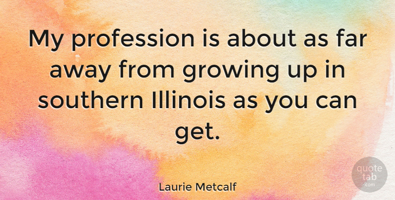 Laurie Metcalf Quote About Growing Up, Illinois, Southern: My Profession Is About As...