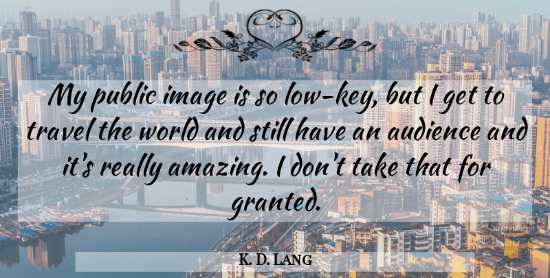 K. D. Lang Quote About Keys, World, Granted: My Public Image Is So...