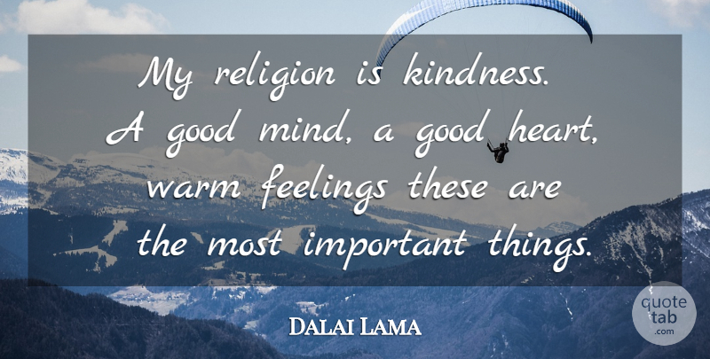 Dalai Lama Quote About Kindness, Heart, Feelings: My Religion Is Kindness A...