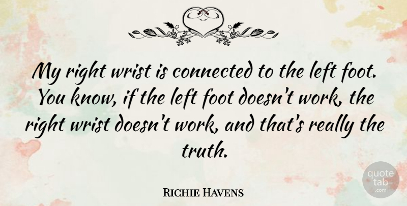Richie Havens Quote About Feet, Wrists, Connected: My Right Wrist Is Connected...
