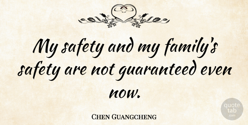 Chen Guangcheng Quote About Safety, My Family: My Safety And My Familys...