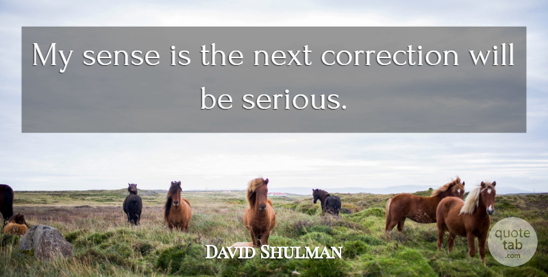 David Shulman Quote About Correction, Next: My Sense Is The Next...