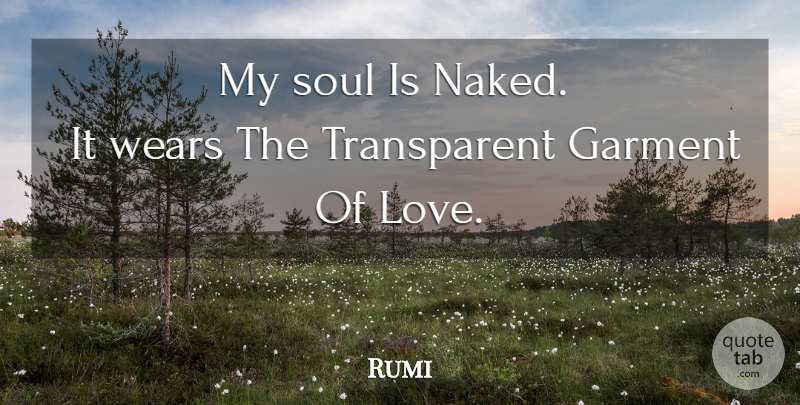 Rumi Quote About Soul, Naked, Garments: My Soul Is Naked It...