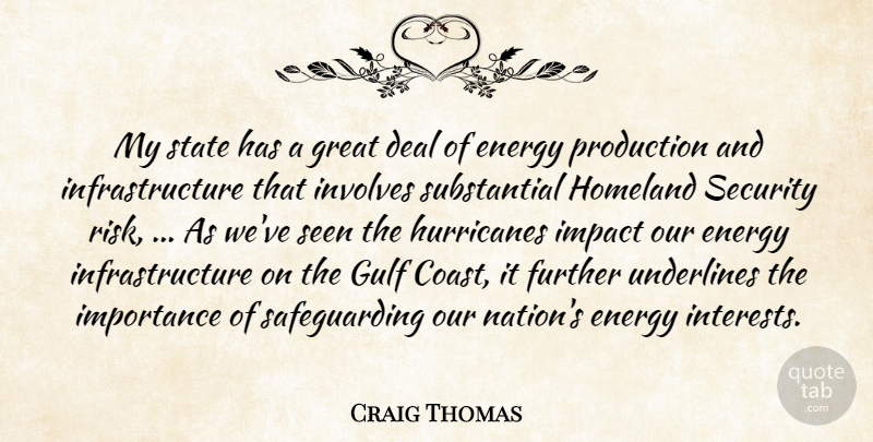 Craig Thomas Quote About Deal, Energy, Further, Great, Gulf: My State Has A Great...
