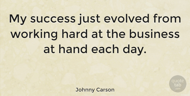 Johnny Carson Quote About Success, Congratulations, Hands: My Success Just Evolved From...