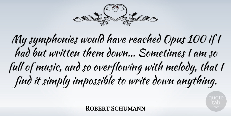 Robert Schumann Quote About Writing, Symphony, Impossible: My Symphonies Would Have Reached...