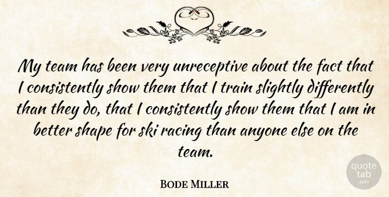 Bode Miller Quote About Team, Racing, Shapes: My Team Has Been Very...