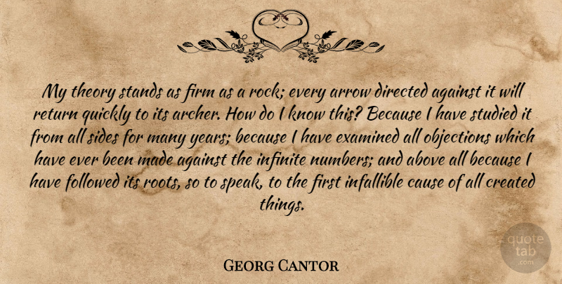 Georg Cantor Quote About Archer, Years, Roots: My Theory Stands As Firm...