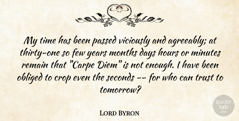 Lord Byron Quote About Age And Aging, Crop, Days, Few, Hours: My Time Has Been Passed...