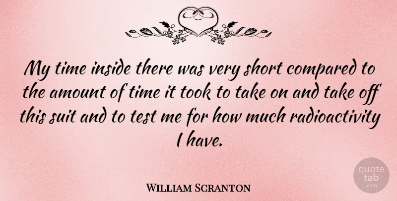William Scranton Quote About Suits, Tests, Take Me: My Time Inside There Was...