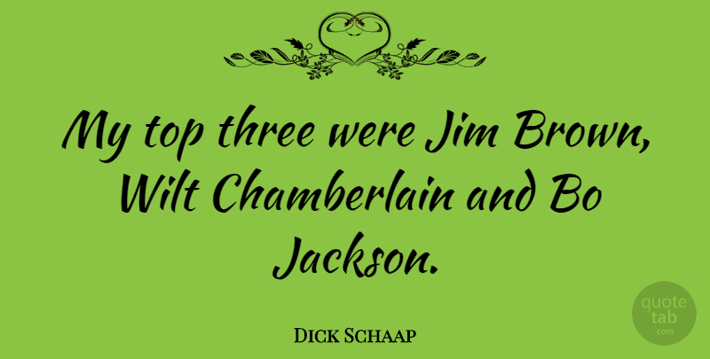 Dick Schaap Quote About Three, Brown, Chamberlain: My Top Three Were Jim...