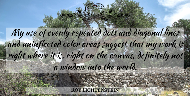 Roy Lichtenstein Quote About Color, Use, World: My Use Of Evenly Repeated...