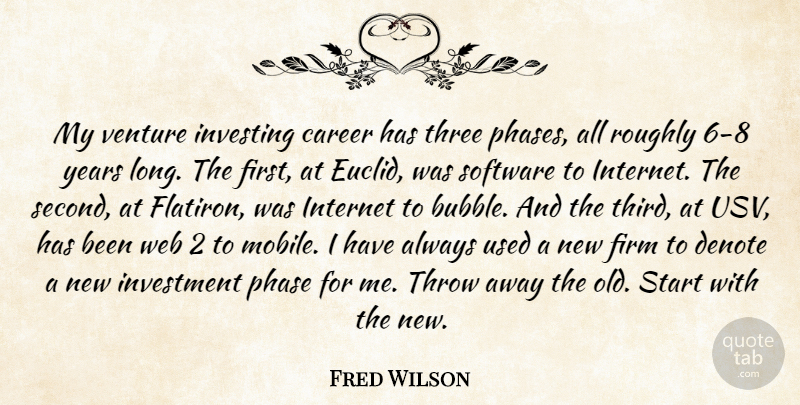 Fred Wilson Quote About Years, Careers, Long: My Venture Investing Career Has...