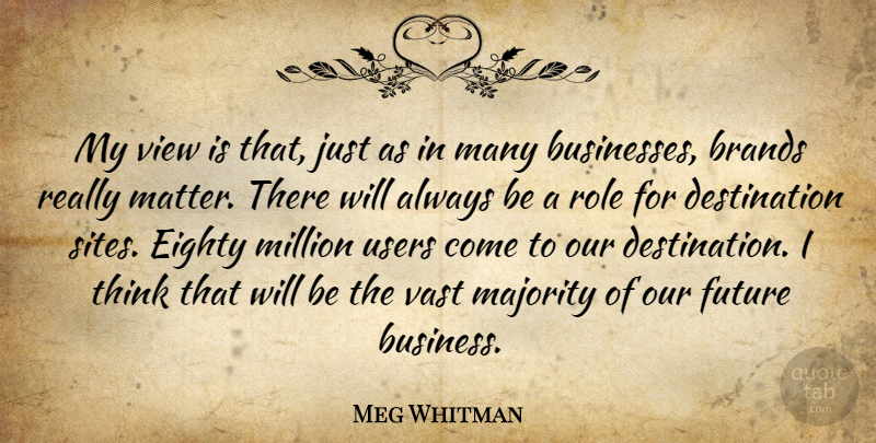 Meg Whitman Quote About Thinking, Views, Roles: My View Is That Just...