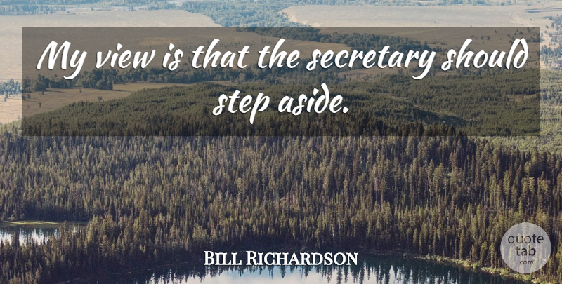 Bill Richardson Quote About Secretary, Step, View: My View Is That The...