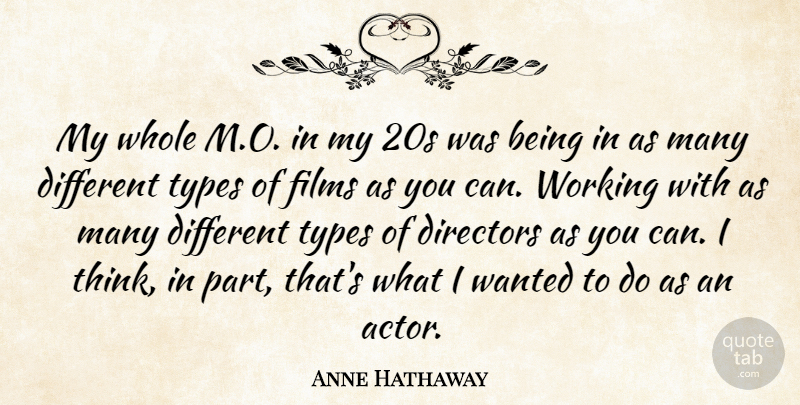 Anne Hathaway Quote About undefined: My Whole M O In...