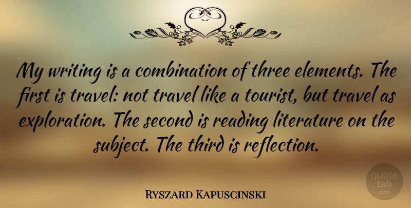 Ryszard Kapuscinski Quote About Reading, Writing, Reflection: My Writing Is A Combination...
