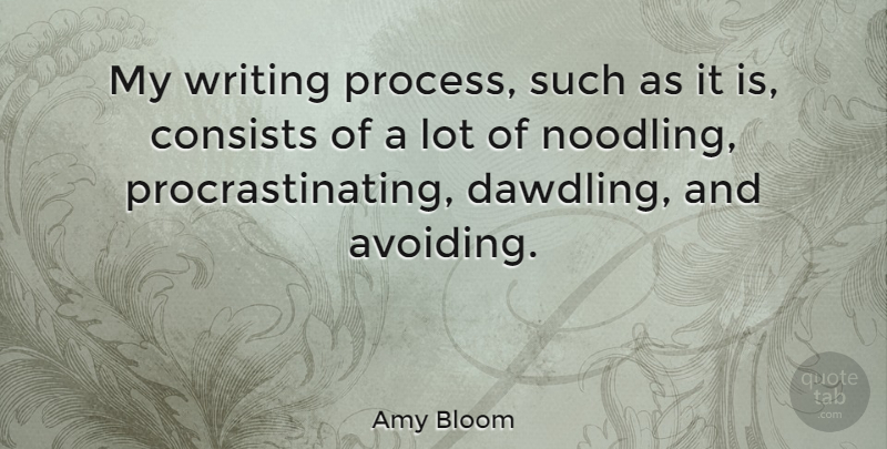 Amy Bloom Quote About Writing, Process, Avoiding: My Writing Process Such As...