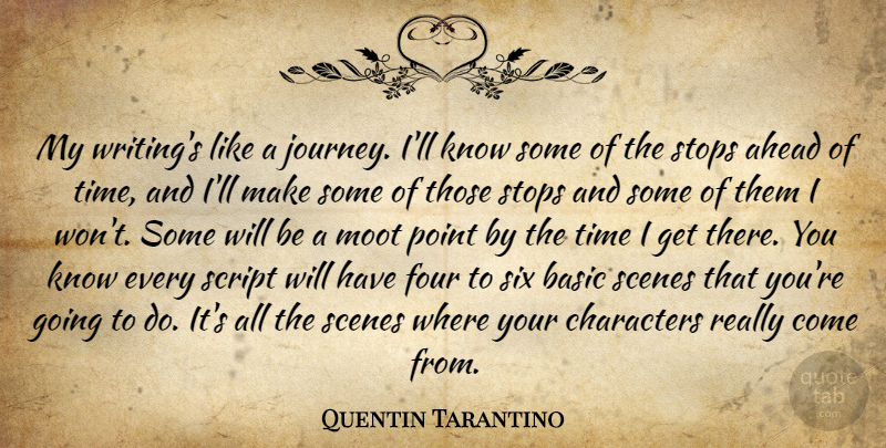 Quentin Tarantino Quote About Character, Writing, Journey: My Writings Like A Journey...