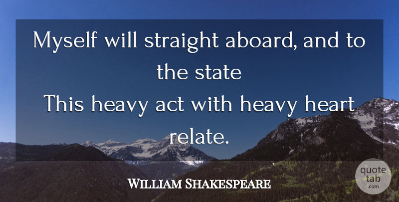 William Shakespeare Quote About Book, Heart, Heavy: Myself Will Straight Aboard And...