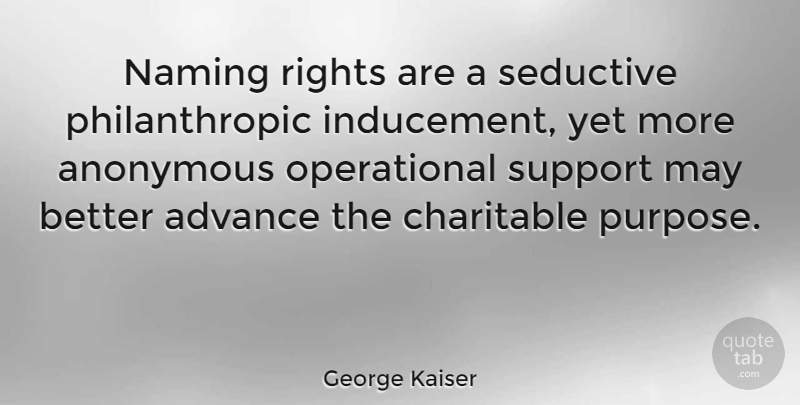 George Kaiser Quote About Advance, Anonymous, Charitable, Seductive: Naming Rights Are A Seductive...