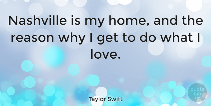 Taylor Swift Quote About Home, Nashville, Reason Why: Nashville Is My Home And...
