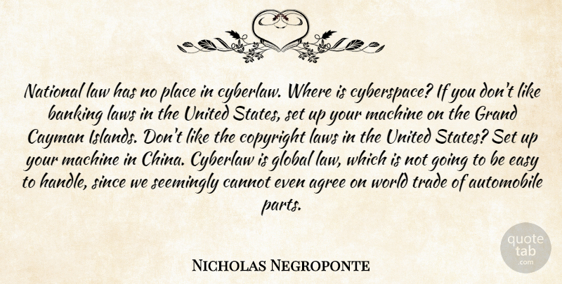 Nicholas Negroponte Quote About Law, Islands, Cyberspace: National Law Has No Place...