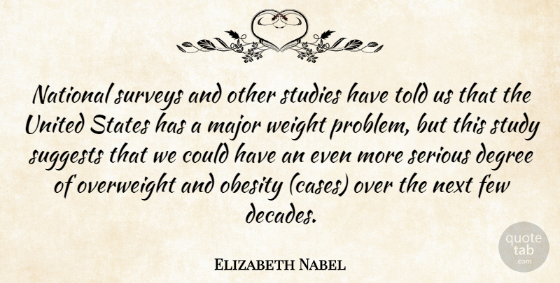 Elizabeth Nabel Quote About Degree, Few, Major, National, Next: National Surveys And Other Studies...
