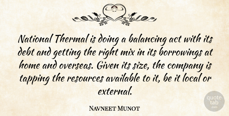 Navneet Munot Quote About Act, Available, Balancing, Company, Debt: National Thermal Is Doing A...