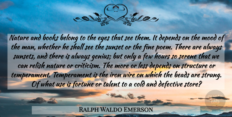Ralph Waldo Emerson Quote About Appreciation, Book, Sunset: Nature And Books Belong To...